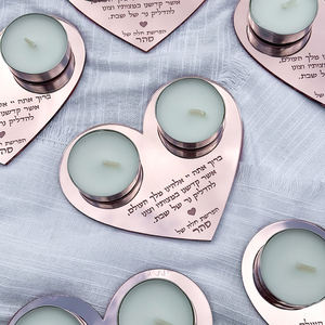 जेविश शब्बत सेट गुलाब सोने की ऐक्रेलिक मेजुआ और दिल मोमबत्ती ट्रे के साथ सोने की ऐक्रेलिक मेज़ुआ - Product Image 6