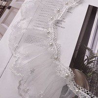 Dentelle française haut de gamme en tulle élastique à volants, broderie florale perlée décorative pour la confection de robes