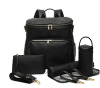 Sac à couches de luxe à la mode sac à dos personnalisé imperméable en cuir végétalien sac à couches pour bébé avec station à langer