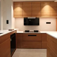 Armoires de cuisine modernes en chêne blanc massif sur mesure, avec structure en MDF, écologiques, résistantes à l'eau, pour villa de luxe, fabriquées en Chine