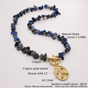 Collier en pierre naturelle <span class=keywords><strong>2022</strong></span> plaqué or véritable, pendentif lune et étoile à la mode, matériau en cuivre pour hommes et femmes, bijoux fins - Product Image 5
