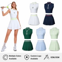 Conjunto Deportivo de Falda para Tenis y Pickleball para Mujer, Manga Larga, Protección UV, Ecológico, Secado Rápido, Transpirable, Malla de Nailon
