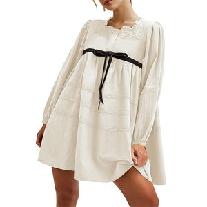 ชุดเดรสผ้าฝ้ายลำลองแขนยาวมีจีบระบายขนาดใหญ่พิเศษสำหรับเด็กผู้หญิงวัยรุ่นเสื้อผ้าแฟชั่น - Product Image 6