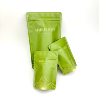 Sachet Doypack personnalisé réutilisable en matériau haute barrière avec fermeture zip pour poudre de thé matcha et de latte, 30g, 50g, 100g