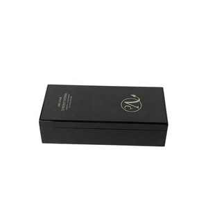Caja de Madera para Empaque de Bolsitas de Té Rectangulares con 4 Compartimentos, Marca DS DST-1001, Hecha a Mano, con Estampado en Caliente Negro Brillante - Product Image 1