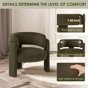 Poltrona Moderna in Velluto a Un Posto con Braccioli Integrati, Struttura <span class=keywords><strong>Verde</strong></span> Oliva, Arredamento Imbottito per Soggiorno - Product Image 4