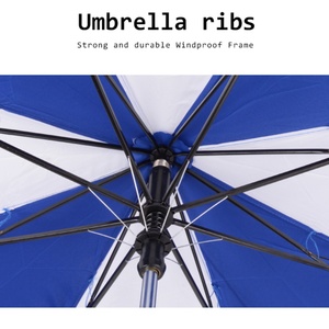 Factory High-end Double Layer Custom Logo Promotional Color Blocked Mini Golf Wooden Handle Umbrella Manual Opening Closing - Product Image 3