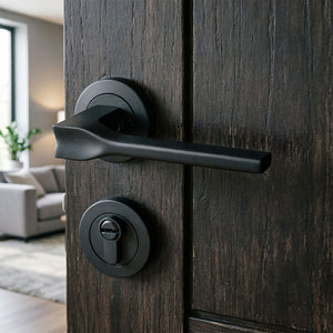 YONFIA 8180R57 <span class=keywords><strong>Poignée</strong></span> de <span class=keywords><strong>porte</strong></span> moderne en alliage de zinc au design épuré, serrure noire pour salle de bain, <span class=keywords><strong>poignée</strong></span> de <span class=keywords><strong>porte</strong></span> à levier pour <span class=keywords><strong>porte</strong></span> en bois - Product Image 3