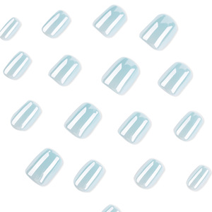 <strong>Nail</strong> Art <strong>Simple</strong> Coated Cyan Solid-Color Pre-<strong>Designed</strong> Wearable <strong>Nails</strong> Short Square European American Export Press on False <strong>Nails</strong> - Product Image 3