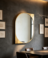 Miroir mural ondulé découpé au laser, décoration d'intérieur vintage antique, miroir suspendu avec chaîne dorée, vente en gros, nouveau miroir en verre et métal pour la beauté