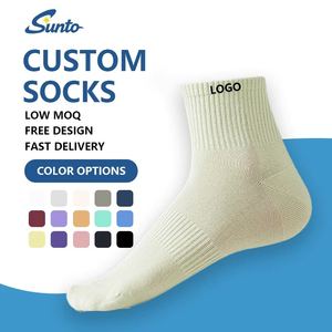 कस्टम लोगो क्रू रंगीन मोजे फैक्टरी थोक विक्रेताओं के लिए कम मर्क कपास के पंजे-रहित पैर की खेल मोजे - Product Image 2