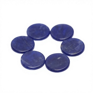 Lot de pierres cabochons en lapis-lazuli bleu naturel, rondes, polies, à dos plat, pour la fabrication de bijoux, prix de gros - Product Image 2