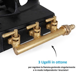 Cast Iron Camping <b>Stove</b> 9 Kw 180 Mm Burner 4 Legs 3 Brass Taps Outdoor Cooking - Product Image 4