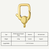 Nouveauté VFOOK : Fermoir de bijoux personnalisé de forme rectangulaire spéciale en or véritable 18 carats pour service DIY