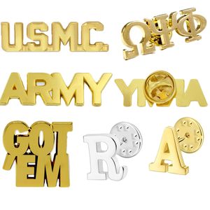 Personalizado Metal Ouro e Prata Chapeamento Marca Alfabeto Carta Palavras Sinal Lapela Pins Emblema Pins Bespoke Logo Design Broches - Product Image 1