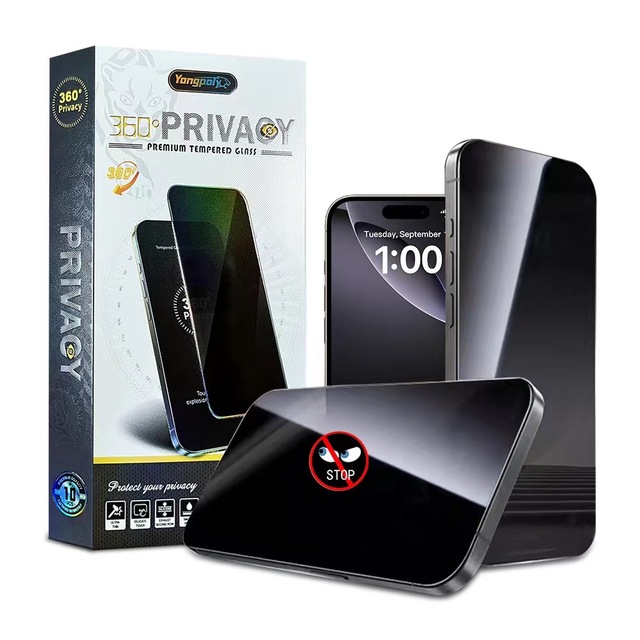 For iPhone 17e/16e/13/13 Pro/14 Privacy Screen Protector 4-Way 360° Anti-Spy Tempered Glass 9H Hardness Anti-Fingerprint