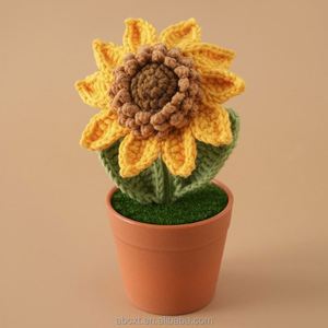 ดอกทานตะวันโครเชต์ขนาดเล็กในกระถาง ตกแต่งรถยนต์ สำหรับวันฮาโลวีน วันรับปริญญา วันพ่อ - Product Image 3