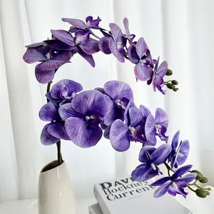 96cm de altura 3D impreso pegamento suave decorativo Real Touch látex Phalaenopsis 9 cabezas flores de orquídeas artificiales