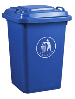 La poubelle en plastique carrée de 50 litres peut poubelle poubelle avec 4 roues