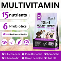 Aliments pour Animaux en Gros, Complément Herbal avec 6 Probiotiques pour la Santé Intestinale, Comprimés à Croquer 60 Bouchées Molles, Multivitamines 15 en 1 pour la Peau et la Santé Cardiaque du Chien