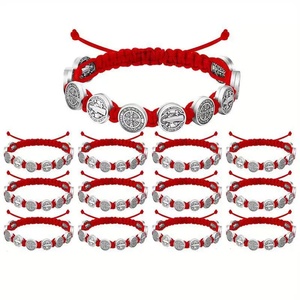 Braccialetto Rosario Intrecciato a Mano con Corda Rossa, Croce, San Benedetto, Vergine Maria e San Giuda, <span class=keywords><strong>Preghiera</strong></span> Cristiana - Product Image 6