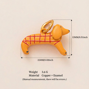 Ciondolo <span class=keywords><strong>a</strong></span> forma di simpatico cane Bassotto, ciondolo <span class=keywords><strong>a</strong></span> forma di animale domestico in stile cartone animato per la creazione fai da te di braccialetti, collane e orecchini. - Product Image 2