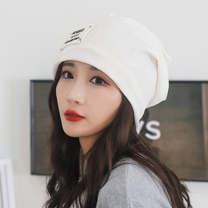 Korean Style Letter Label Beanie Hat Black Coffee Color Women's Winter Warm Breathable Postpartum Hat - Product Image 2