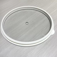 Couvercle de casserole en silicone écologique résistant à la chaleur avec joint d'aspiration, compatible four, couvercle rond pour poêle, bord en verre trempé plat, couvercle pour ustensiles de cuisine