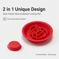 Gamelle anti-glouton en silicone pour animaux de compagnie, design Père Noël de Noël, pour chiens et chats, plateau d'alimentation lente, vaisselle pour animaux