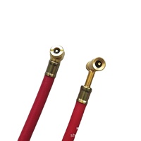 Tuyau de gonflage pour compresseur d'air à double valve en caoutchouc rouge en forme de T avec connecteur rapide en laiton pour pompe à air de pneu
