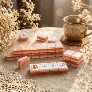 Fichas de Mahjong Americanas de Lujo, Diseño Acrílico de Concha de Tortuga, Color Rosa Perla, Colección Oh My Mahjong - Product Image 2