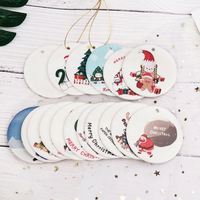 Ornement de cadeau de Noël brillant, ornements en céramique 3 pouces blanc Sublimation pendentifs en céramique blancs conception de bricolage/
