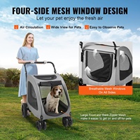 Poussette pour chien extra large pliable en Oxford 600D, 160 lb, 4 roues, poignée réglable, chariot de jogging pour 2 chiens