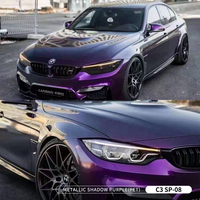 Vinilo Adhesivo para Automóviles de 1.52x18M, Hecho en China, Rollo de Vinilo Metalizado PET Morado Sombra para Automóviles