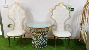 <span class=keywords><strong>Mesa</strong></span> de pastel de boda de flor redonda de <span class=keywords><strong>acero</strong></span> inoxidable dorado moderno con tapa de vidrio transparente <span class=keywords><strong>extensible</strong></span> para cenar al aire libre o uso en hoteles - Product Image 6
