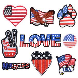사랑 미국 플래그 스타 하트 7 월 4 일 자수 패치 옷 모자 패치에 사용자 정의 미국 독립 자수 철 - Product Image 3