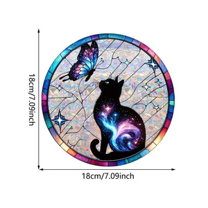 Usine En Gros Coloré Arbre De Vie Chat Noir <span class=keywords><strong>Hibou</strong></span> Sunshine Catcher Verre Autocollants Activé Par L'eau PET En Caoutchouc Masquage Nouveau - Product Image 5