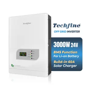 Techfine Invert 24V 3kw 3000W Power Zonne-Energie Omvormer Ups 220V 3.8kva Off Grid Zonne-Energie Omvormer