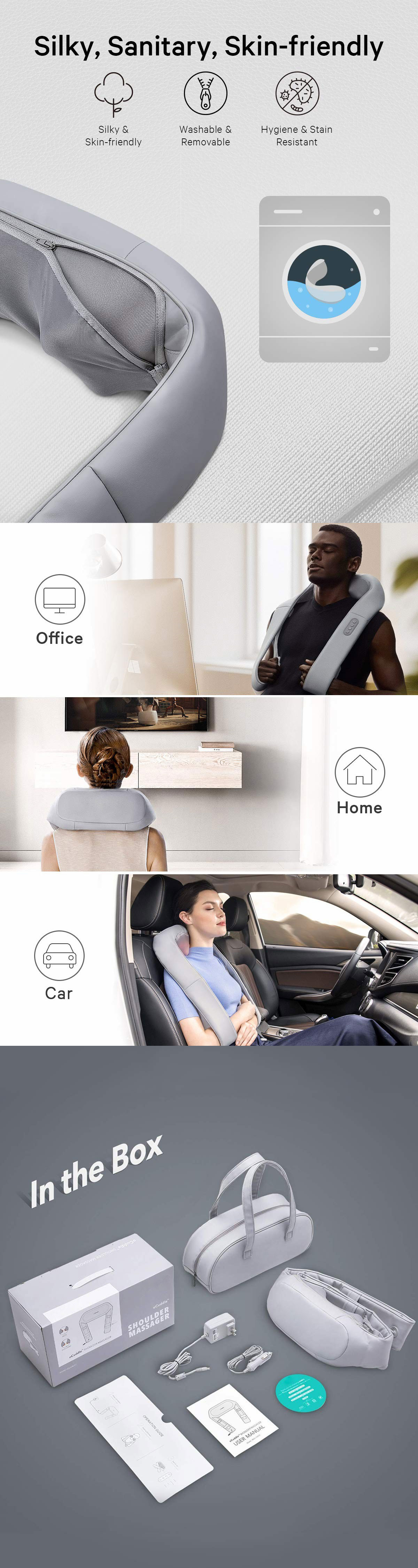 Home car Infrared Heated waist Back Body leg neck and shoulder shiatsu massager Deep kneading massage belt shawl