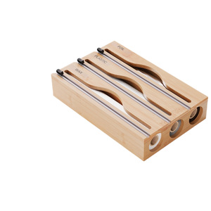 Bamboo Multi Compartment <b>Wrap</b> Cutter Foil Wax Plastic <b>Kitchen</b> Storage Organizer Minimalist Design - Product Image 5