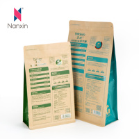 Sachet refermable en papier kraft 5kg 10kg pour aliments pour chiens et chats, emballage à fond plat, sac refermable pour animaux de compagnie