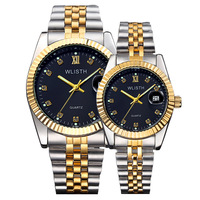Montre dorée étanche pour couple, montre tendance pour étudiants, cadeau pour femmes et hommes