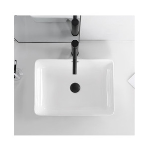 Lavabo rectangulaire en céramique blanche pour salle de bain et balcon - Product Image 2