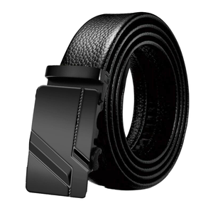 Cinturón de Cuero Vacuno para Hombre, Hebilla Automática de Hierro, Patrón Litchi, 120cm de Largo, 2-4cm de Ancho, Accesorios de Ropa de Regalo de Wenzhou - Product Image 2