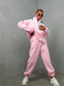 Vêtements pour femmes, nouvelle collection printemps-automne, vente chaude, manches longues, col montant, fermeture éclair, ensemble de sport décontracté, deux pièces - Product Image 6