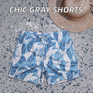 Versatile Chic Gray Mid Waist Pleated Bermuda <b>Shorts</b> for Casual Loose Fit with <b>Zipper</b> Fly Closure 100% Cotton Vintage for Summer - Product Image 2