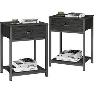 Juego <span class=keywords><strong>de</strong></span> 2 Mesitas <span class=keywords><strong>de</strong></span> <span class=keywords><strong>Noche</strong></span>, Mesa Auxiliar con Cajón y Estante <span class=keywords><strong>de</strong></span> Almacenamiento, <span class=keywords><strong>Mesita</strong></span> <span class=keywords><strong>de</strong></span> <span class=keywords><strong>Noche</strong></span> Pequeña con Organizador, Mesa <span class=keywords><strong>de</strong></span> <span class=keywords><strong>Noche</strong></span> Alta para Dormitorio - Product Image 2