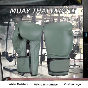 Guantes de Boxeo de Material PU con Cierre, Absorbentes de Humedad, con Logotipo Personalizado, de 10oz y 16oz, para Entrenamiento de Sparring de Muay Thai - Product Image 2