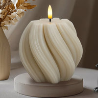 Bougie LED sans flamme à piles, blanc crème, motif tourbillon, avec télécommande et minuterie, pour décoration esthétique de maison, Pâques et Halloween