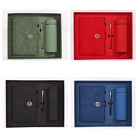 Ensemble cadeau en cuir PU avec carnet A5, stylo et gourde isotherme, logo personnalisé, promotionnel pour entreprises, Nouvel An chinois, porte-bonheur Fu vert